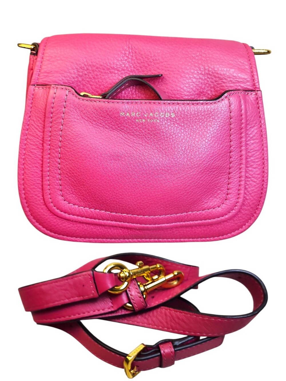 Marc Jacobs Pink Empire City Leather Crossbody Mini Messenger Bag Purse Fuchsia